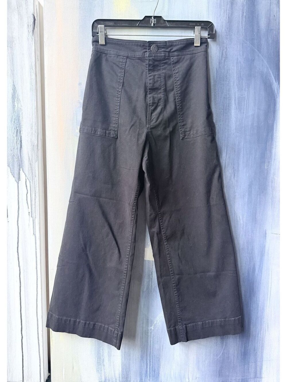 Lou & Grey Black Cropped Wide Leg Pants High Rise Size 6 - Picture 2 of 9